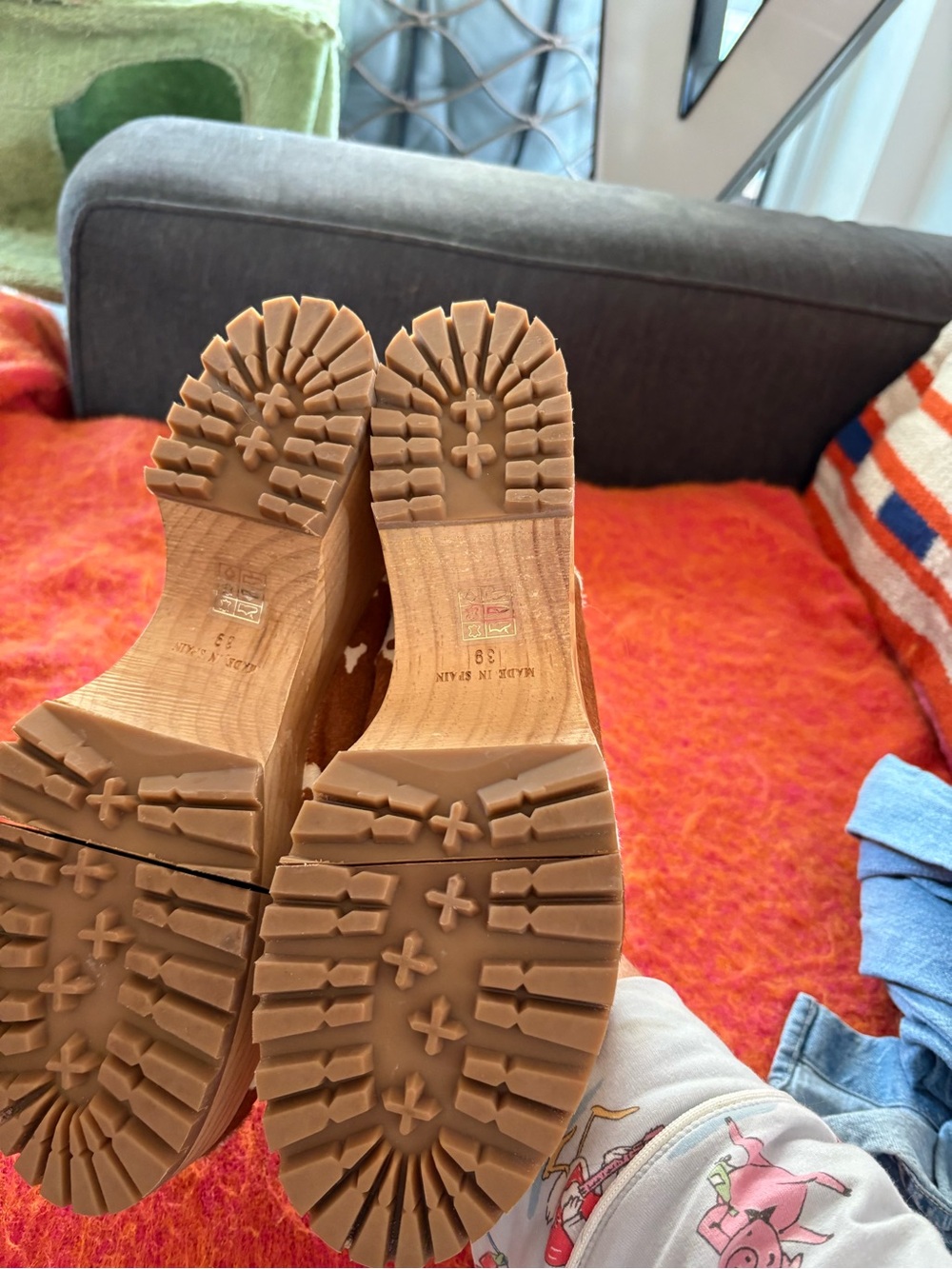 Women’s Free People Brown & White Cow-Print Platform clog - Picture 3 of 4